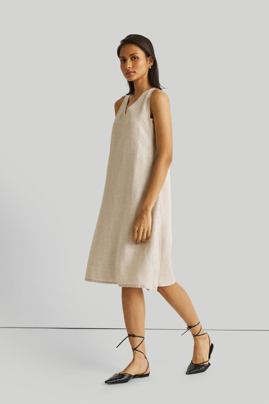 Reading Tea Leaves Dress in Ecru | 100% Hemp Slub | V-Neck | A-Line | Side Slits | Pockets | XS–3XL | Reistor