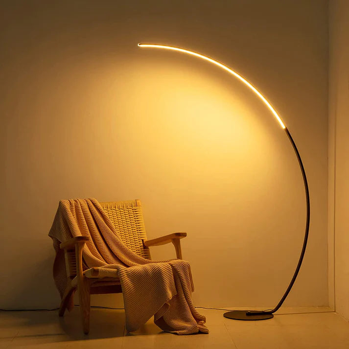 Modern Curved Floor Lamp with RGBW Ambient Lighting for Stylish Home