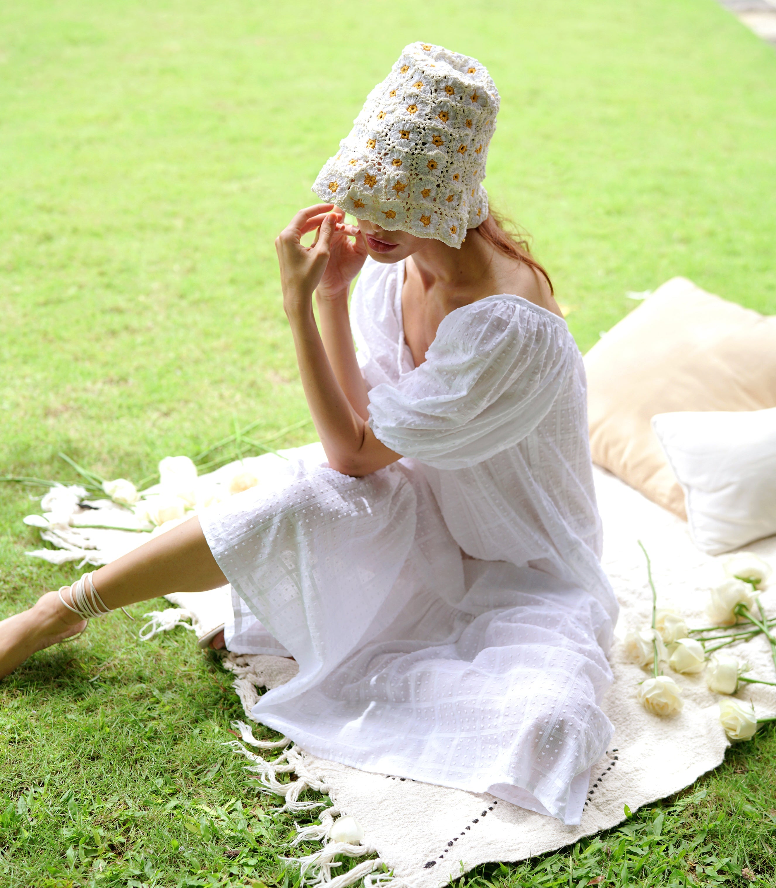 Rosemary Cotton Midi Dress – Off White