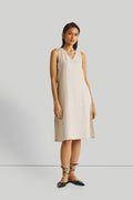 Reading Tea Leaves Dress in Ecru | 100% Hemp Slub | V-Neck | A-Line | Side Slits | Pockets | XS–3XL | Reistor