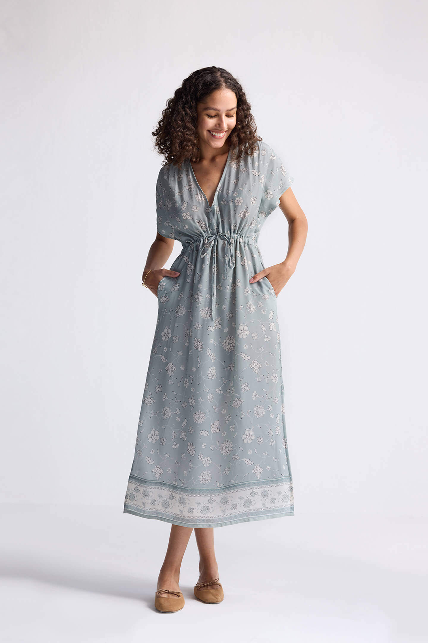 Gathered Maxi Dress – Sage Green | Serene Symphony