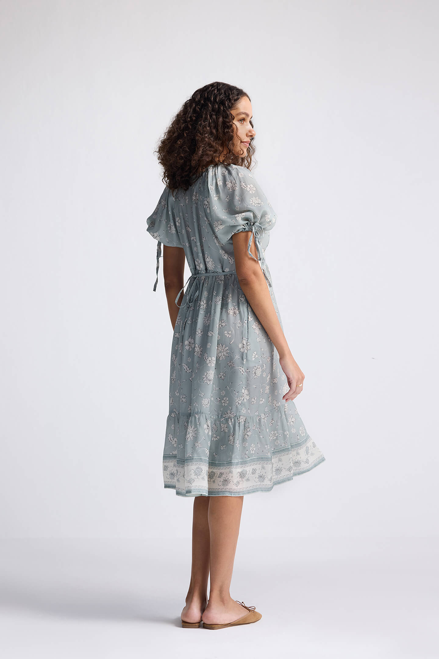 Serene Symphony Midi Dress in Sage Green