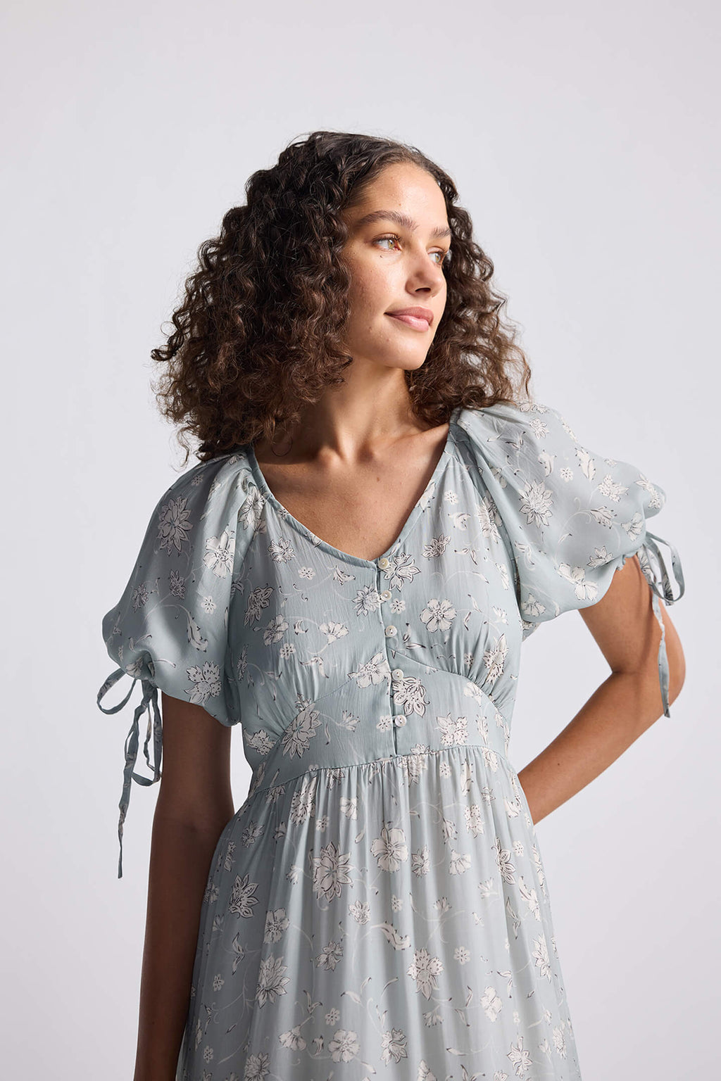 Serene Symphony Midi Dress in Sage Green
