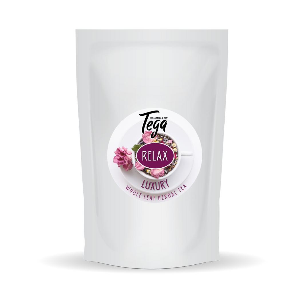 Relax Luxury Loose Leaf Herbal Tea | Tulsi, Chamomile, Lavender, Lemon Verbena & Jasmine | Caffeine-Free | Tega Tea