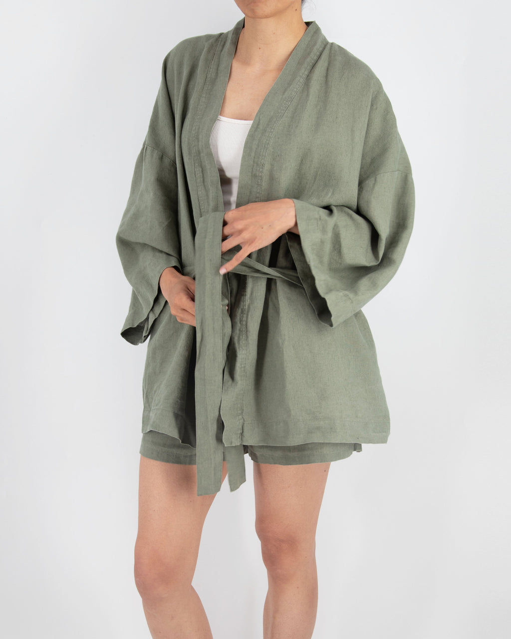 Rie Short Linen Kimono Set | 100% French Flax Linen | Stone-Washed | Kimono Top & Linen Shorts | 8 Colors | S–L | Sunday Morning