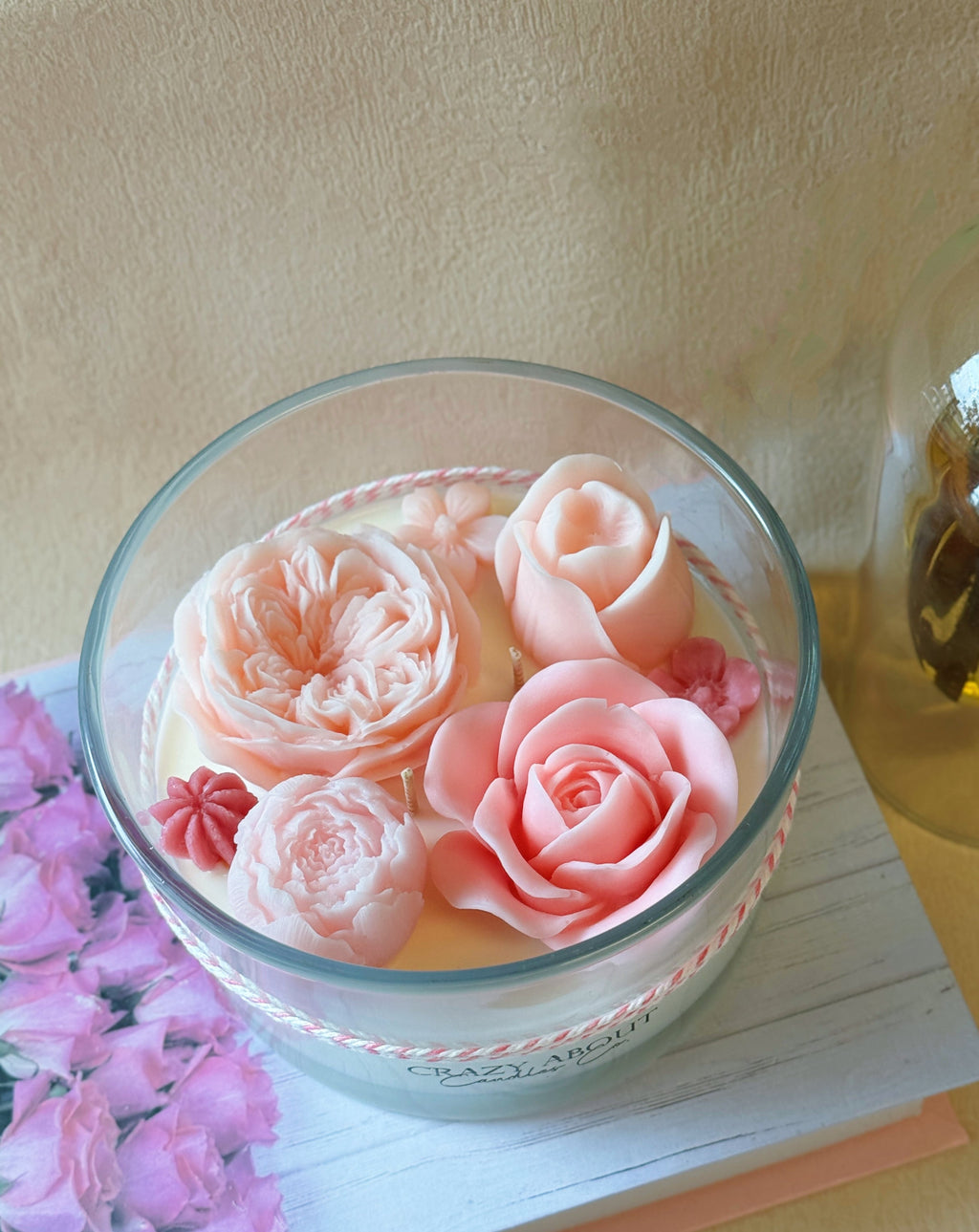 Large Rose-in-a-Jar Soy Candle – 16 oz | 60+ Hr Burn | 12 Scents