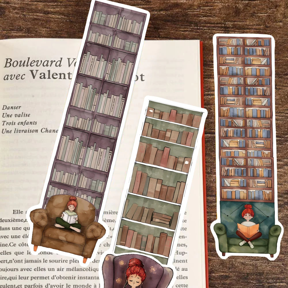 Bookcase Reading Bookmarks — Paper Decoration Set