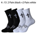 4 Pairs Christian Cross Socks Prayer Garter Bible Birthday Gift for