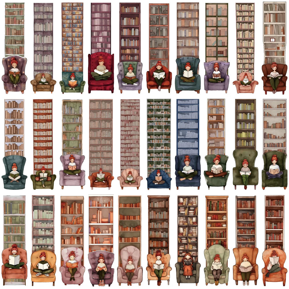 Bookcase Reading Bookmarks — Paper Decoration Set