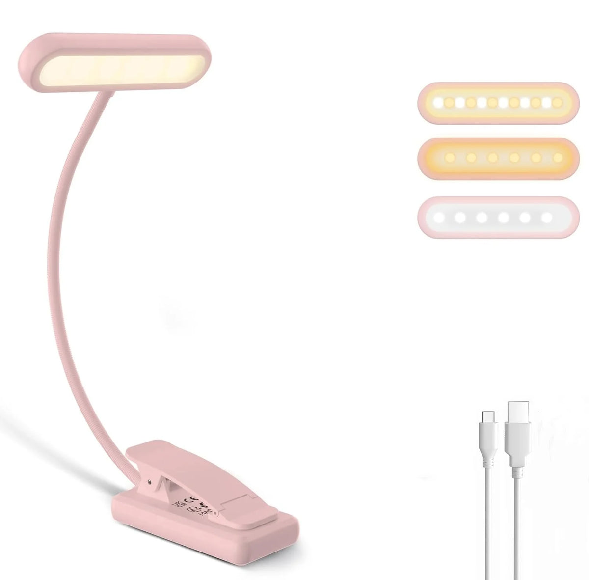 Reading Lamp Book Clamp Black/White/Pink USB Rechargeable Battery