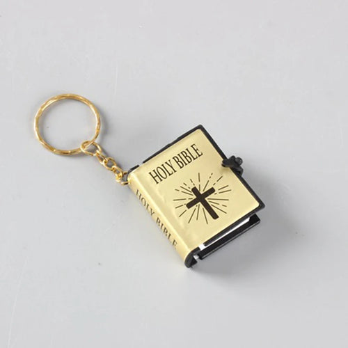 Fashion Holy Bible Keychain Mini Christian English Book Key Ring For