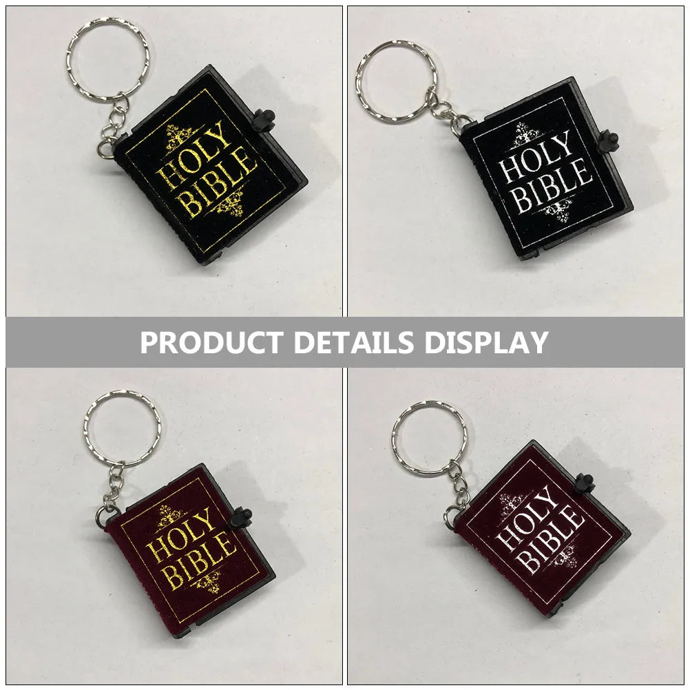 4Pcs Mini Bible Keychain Symbolic Religious Keychain Bible Book