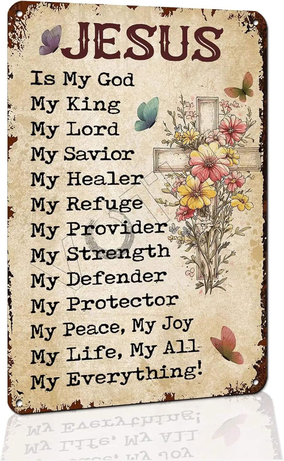 Jesus Cross Wall Art - Christian Metal Tin Sign,   | Aluminum,Bible