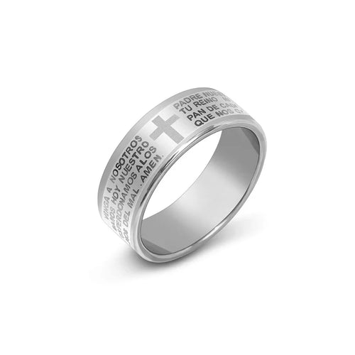 Black Jesus Men's Titanium Steel Bible Scripture Cross Jesus Ring