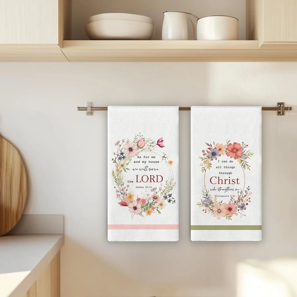 Christian Bible Verse Kitchen Towel Set for Bathroom and Dishwashing -