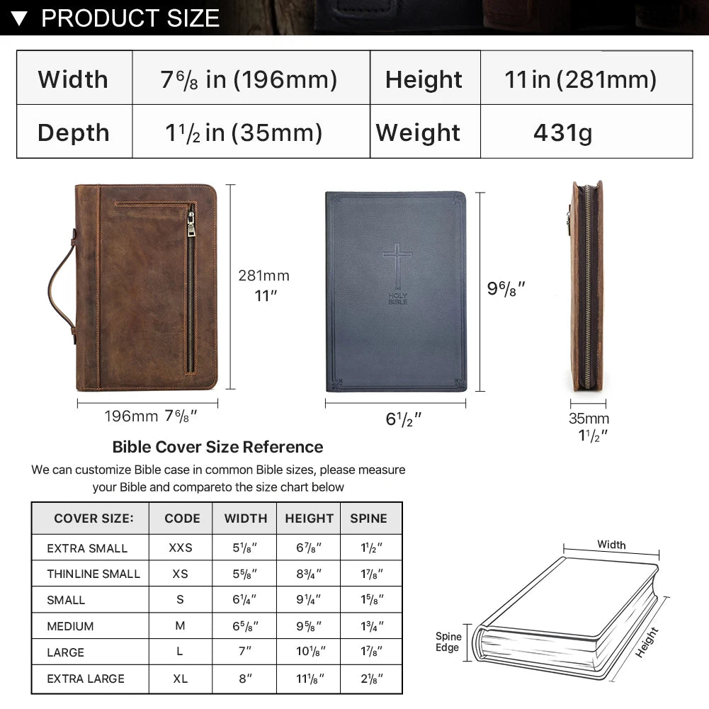Handmade Custom Cowhide Leather Book Cover Bible Case Notebook Travel
