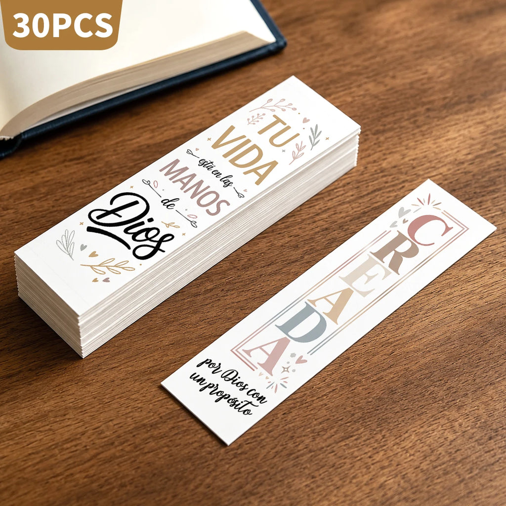 30pcs Spanish Inspirational Bible Verse Bookmarks For Scripture