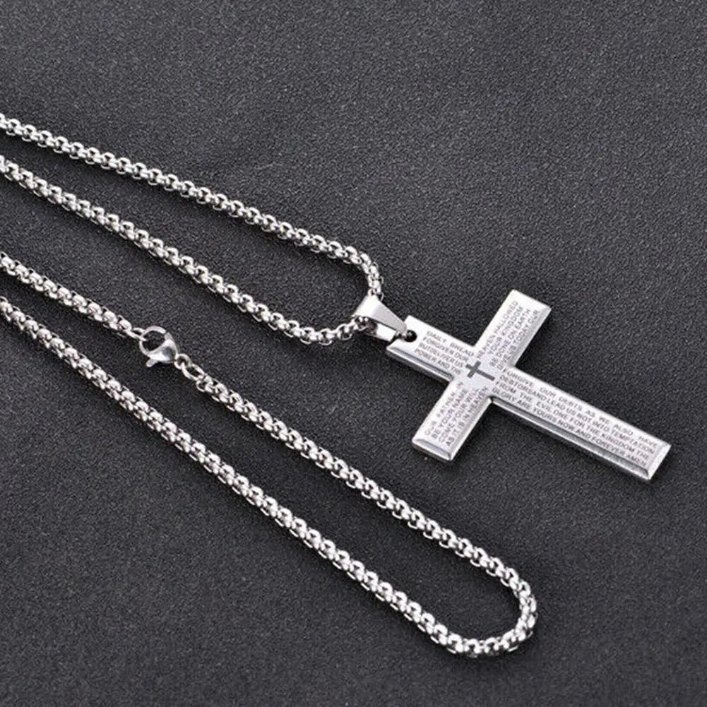 1/3pcs Christian Bible Cross Chain Necklace Steel Big Pendant Necklace