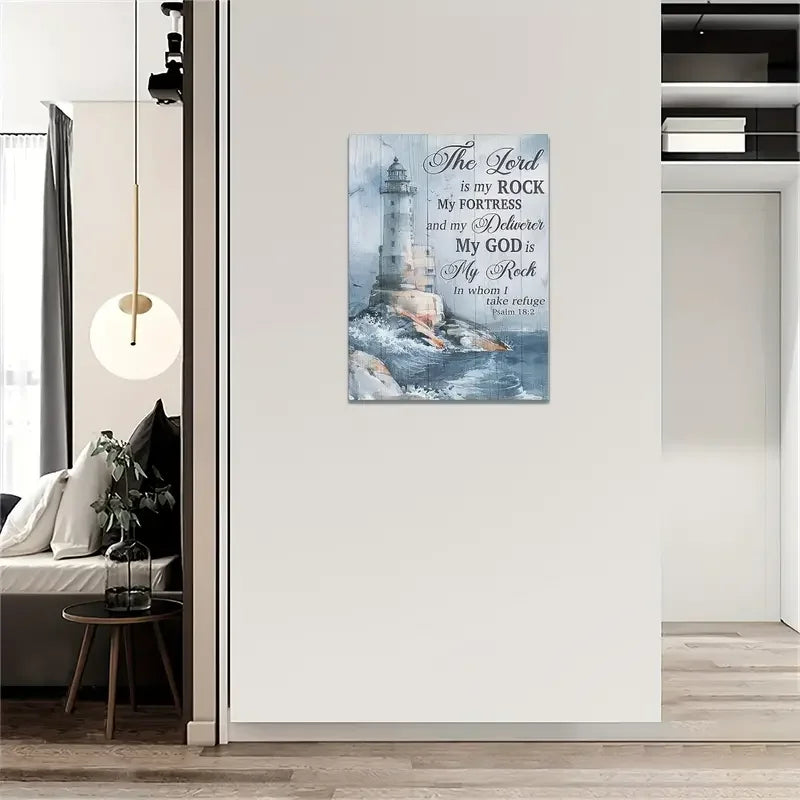 1pc No Framed Ocean Lighthouse Wall Art Scriptures Christian Psalm