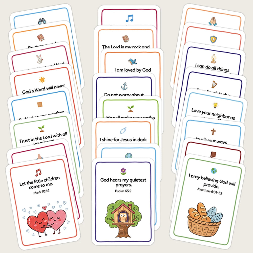 30pcs Bible Prayer Cards With Uplifting Illustration Scripture Verse