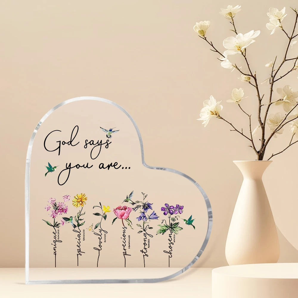 1pc Contemporary Acrylic Heart-Shaped Prayer Sign with Inspirational