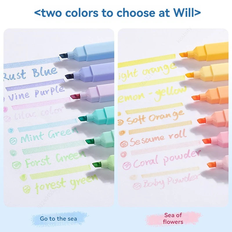 6/12 Colors Highlighters Cute Pastel Pens Bible Pens Soft Tip