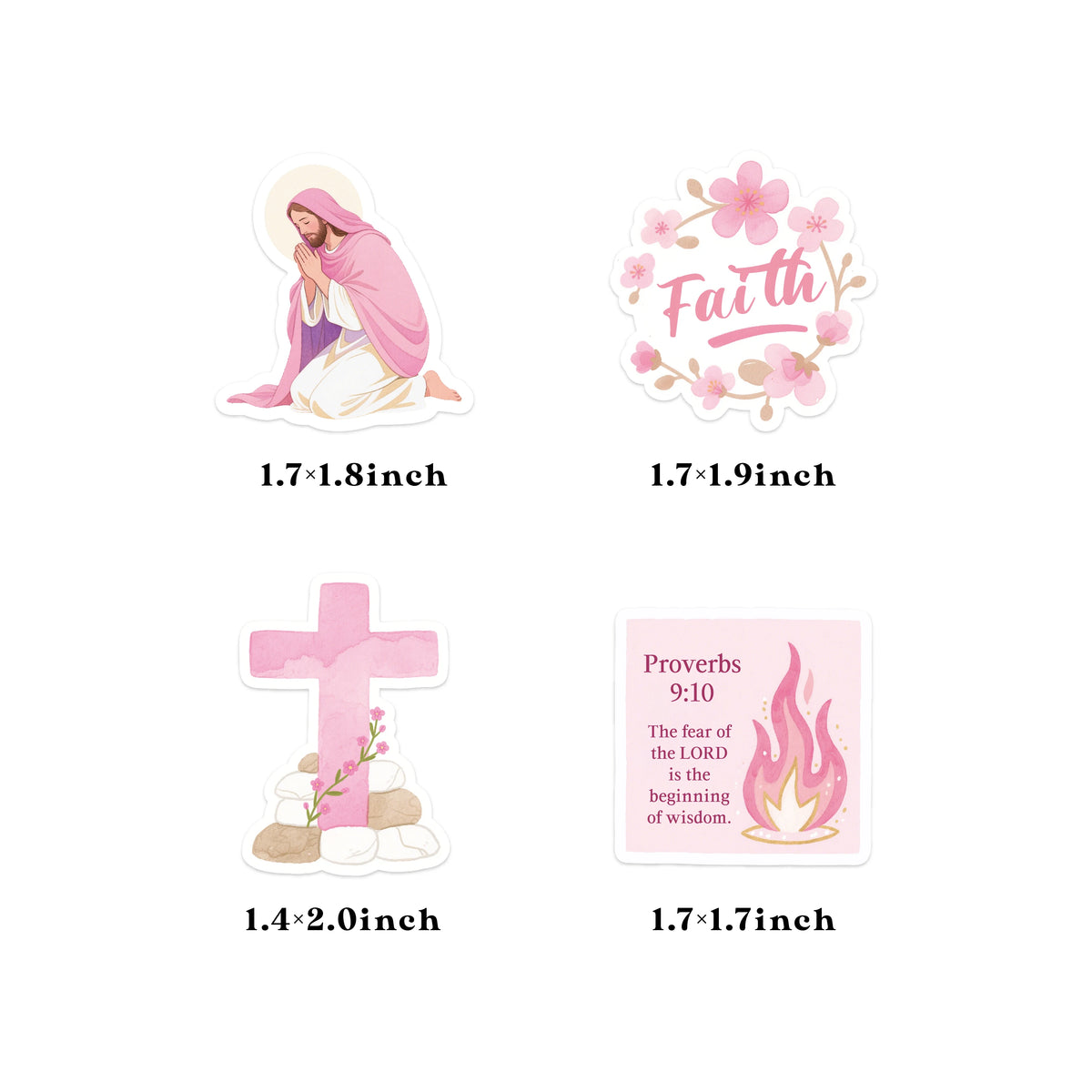 50PCS Pink Jesus Bible Stickers for DIY Scrapbook Stationery Suitcase