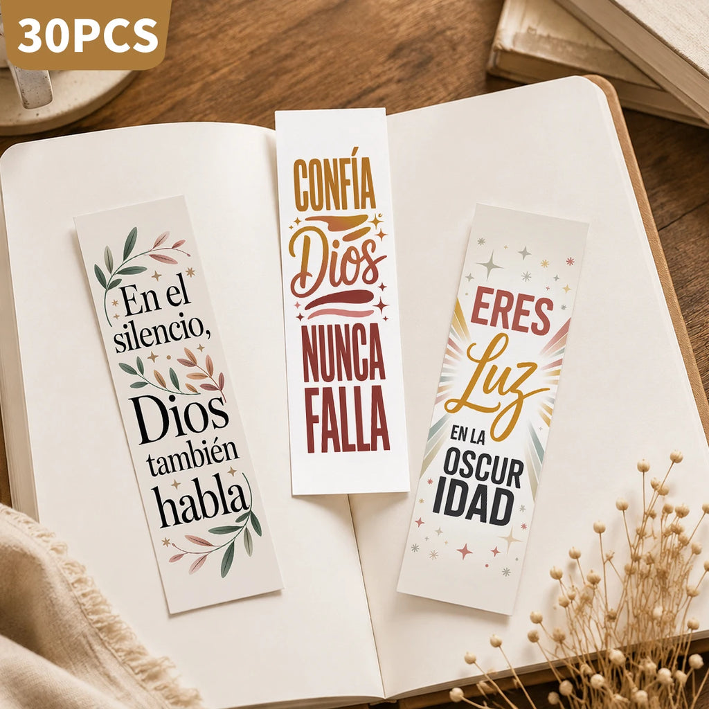 30pcs Spanish Inspirational Bible Verse Bookmarks For Scripture