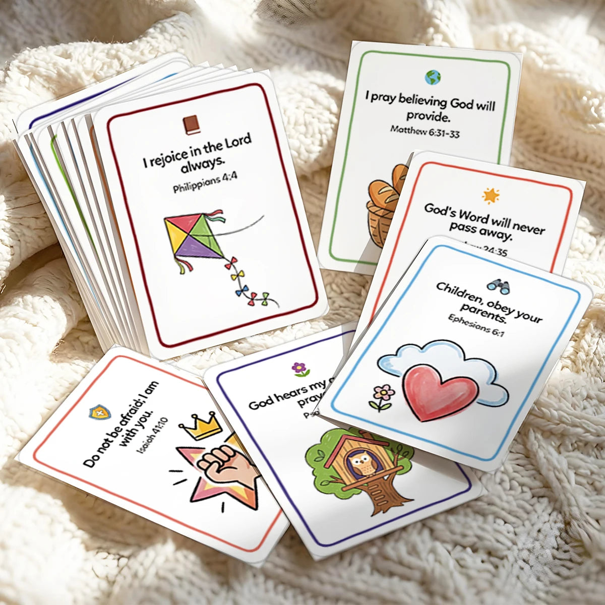 30pcs Bible Prayer Cards With Uplifting Illustration Scripture Verse