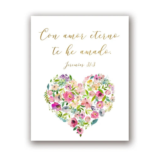(2D canvas painting)  Spanish Bible Verse Quotes Print God Christian