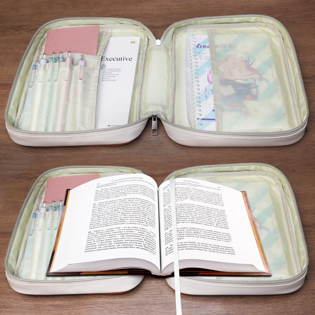 Bible Cover for Men with Handle, Man of Faith Lion Cross Print Zipper