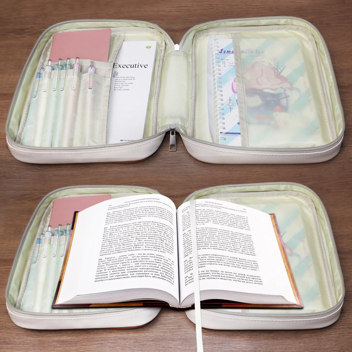 Bible Cover for Men with Handle, Man of Faith Lion Cross Print Zipper