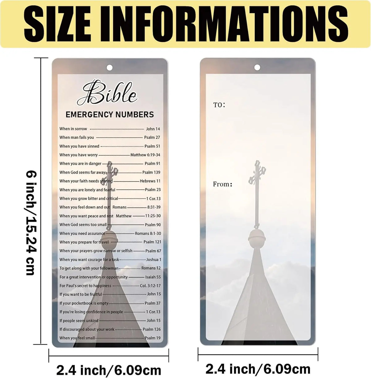 Bible Emergency Numbers Bookmark Christian Bookmark Card with Tassels