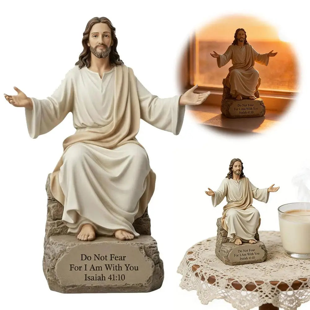 Jesus Open Arms Blessing Statue With Bible Verse Base I Am With You