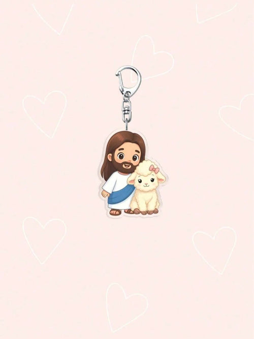 1-6 Piece Set of Jesus and Lamb Acrylic Keychains, Multifunctional 2D