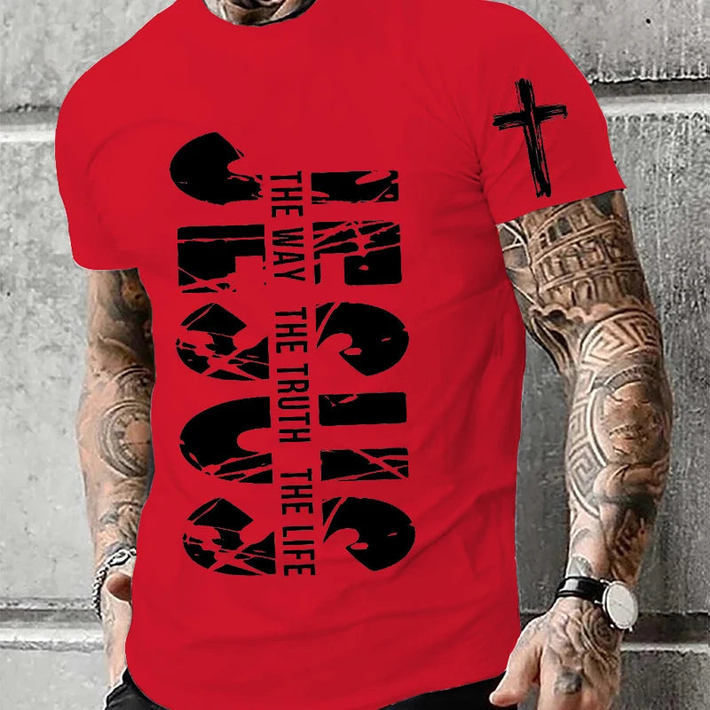 Loose Men T-shirt Summer Jesus The Way The Truth The Life Print T