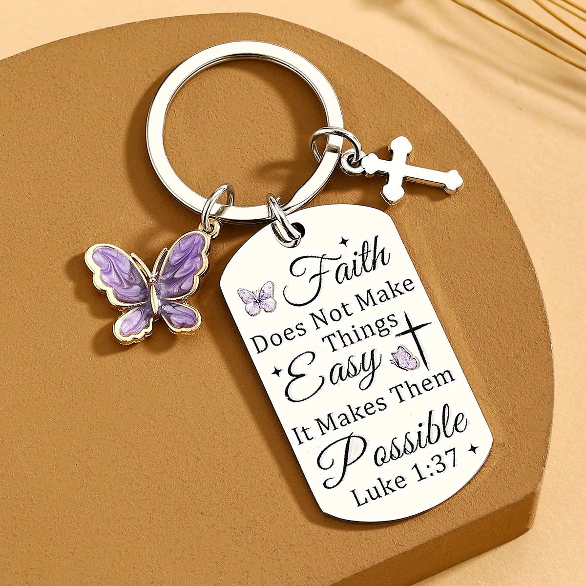 Faith Christian Gifts for Women Cross Bible Verse Keychain Religious