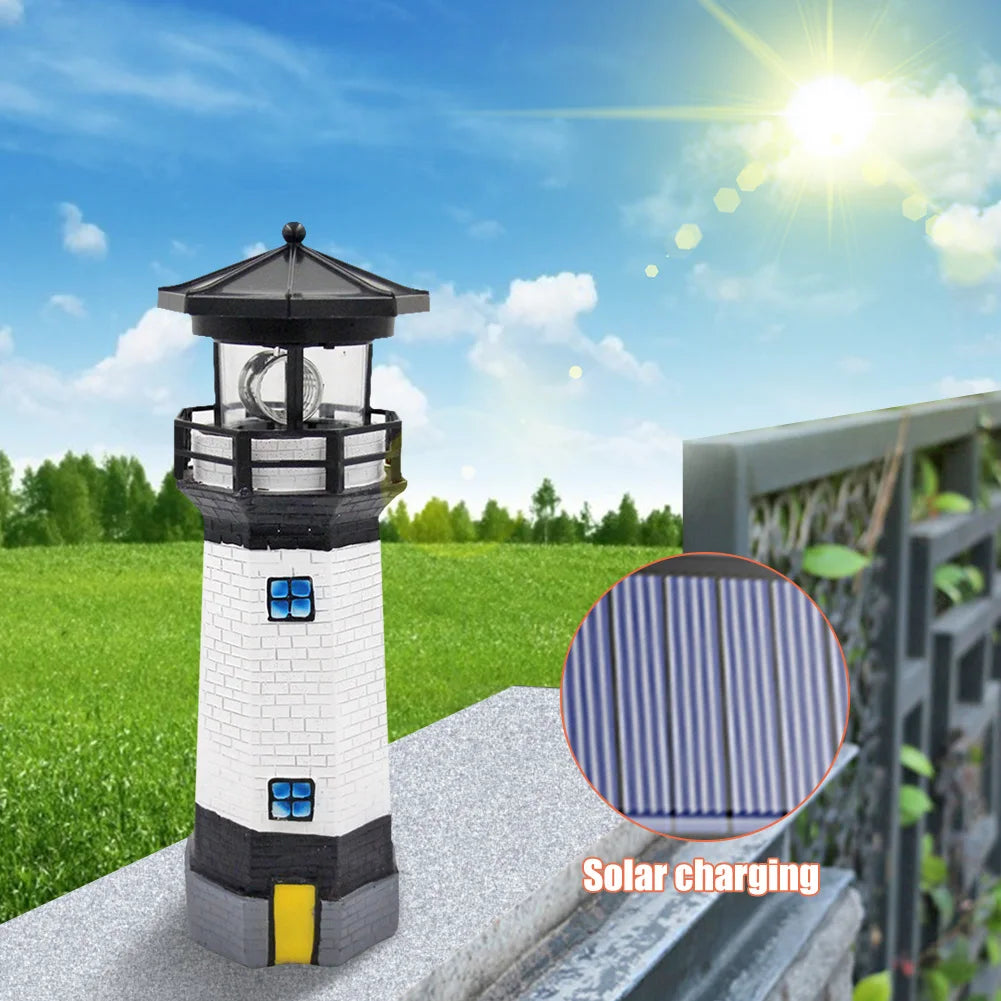 Lighthouse Solar LED Garden Light with Rotating Beacon