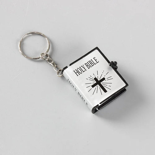 Fashion Holy Bible Keychain Mini Christian English Book Key Ring For