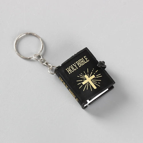 Fashion Holy Bible Keychain Mini Christian English Book Key Ring For