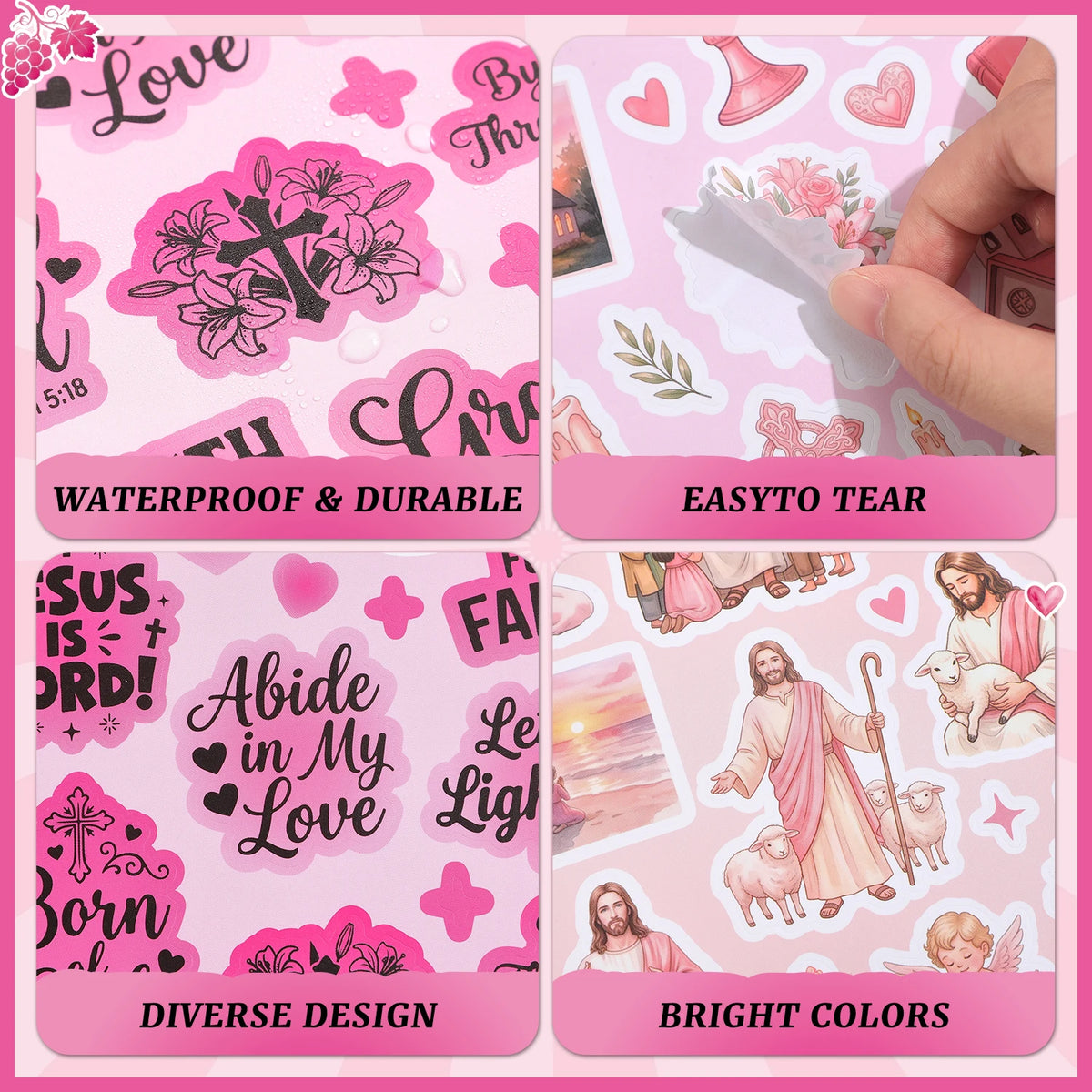 Christian Faith Stickers Book, Bible Verse Cross Jesus Stickers for