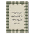 1pc Unframed Jeremiah 29:11 Bible Verse Canvas Green Gingham Christian