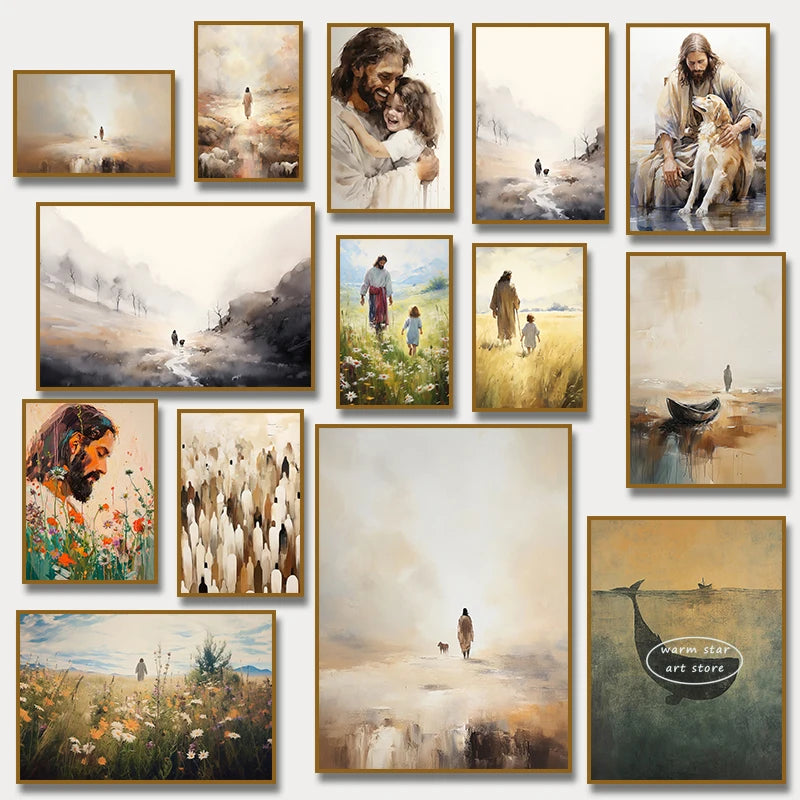(2D Canvas Painting)  1pc framless Canvas Painting Watercolor Jesus