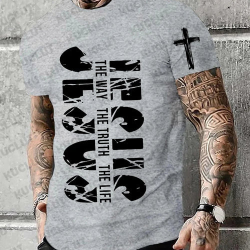 Loose Men T-shirt Summer Jesus The Way The Truth The Life Print T