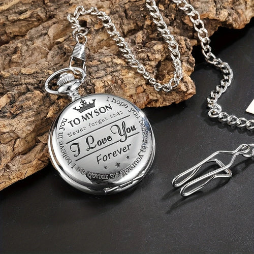 Commemorative gold circular pocket watch as my son's birthday gift