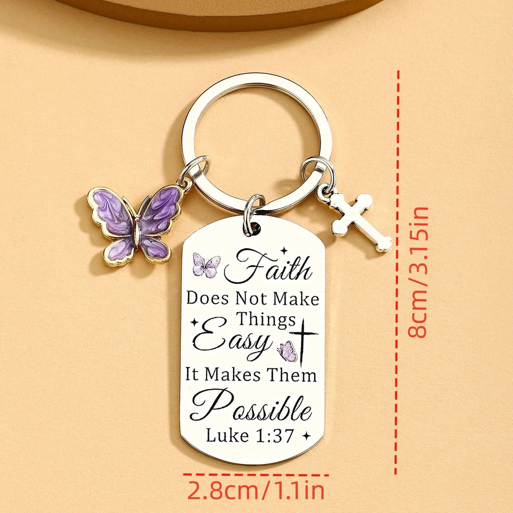 Faith Christian Gifts for Women Cross Bible Verse Keychain Religious
