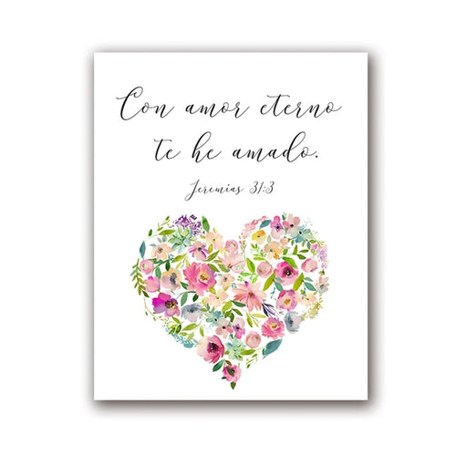 (2D canvas painting)  Spanish Bible Verse Quotes Print God Christian
