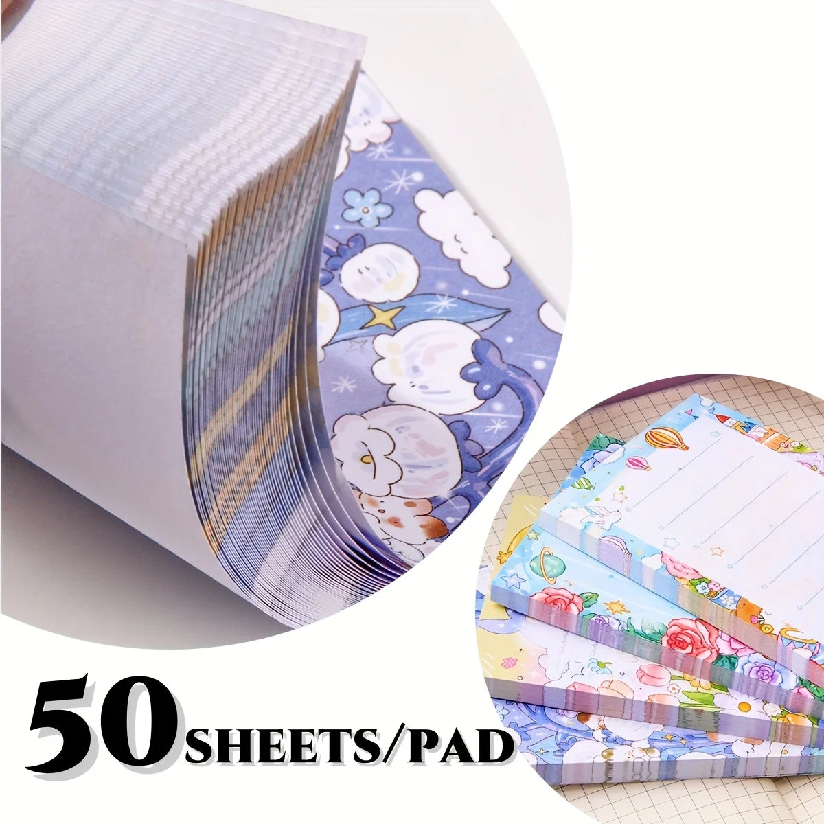 4pcs (200 Pages) Dream Garden Memo Pad Thick Paper Home Office and