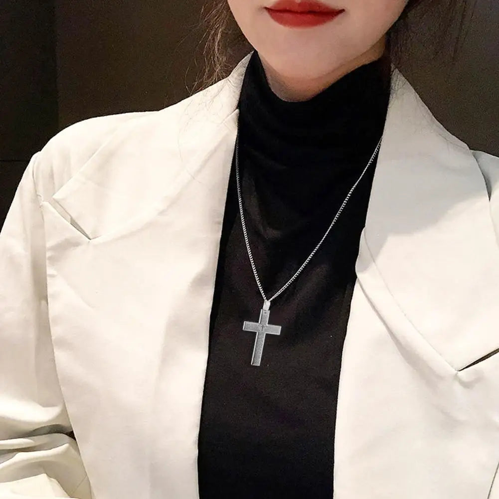 1/3pcs Christian Bible Cross Chain Necklace Steel Big Pendant Necklace