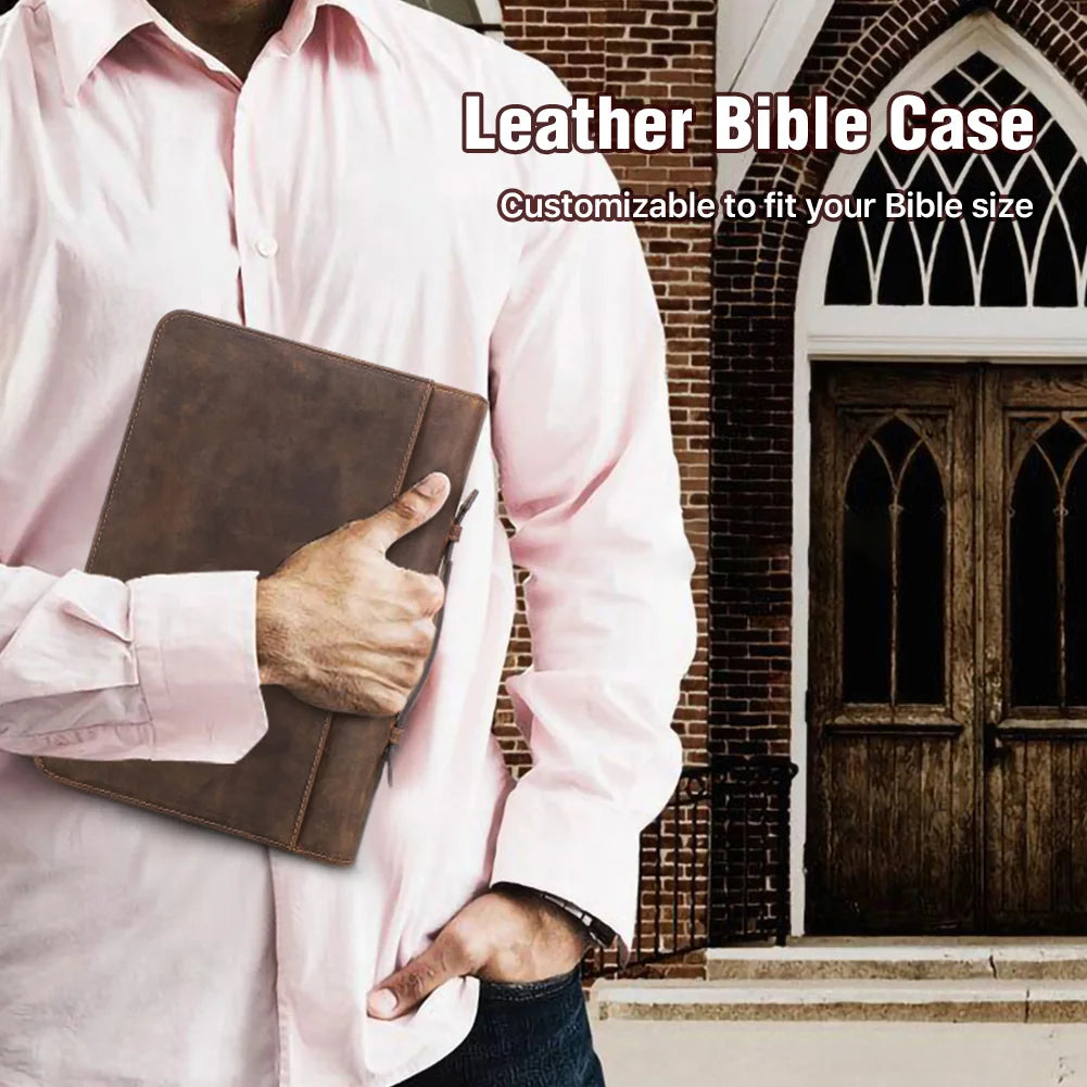 Handmade Custom Cowhide Leather Book Cover Bible Case Notebook Travel